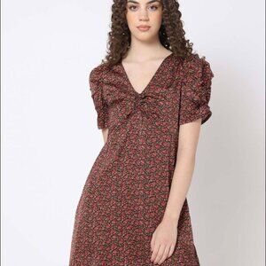 GAP Ditsy Rose Floral Satin Mini A-Line Dress Y2K 90's Babydoll Coquette Sz L